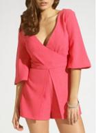 Rosewe Catching V Neck Open Back Rose Mini Rompers