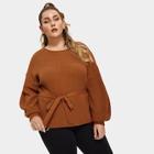 Shein Plus Balloon Sleeve Belted Sweater