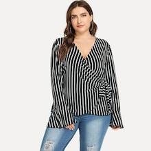 Shein Plus Knot Striped Tee