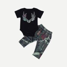 Shein Boys Plant Print Romper & Pants