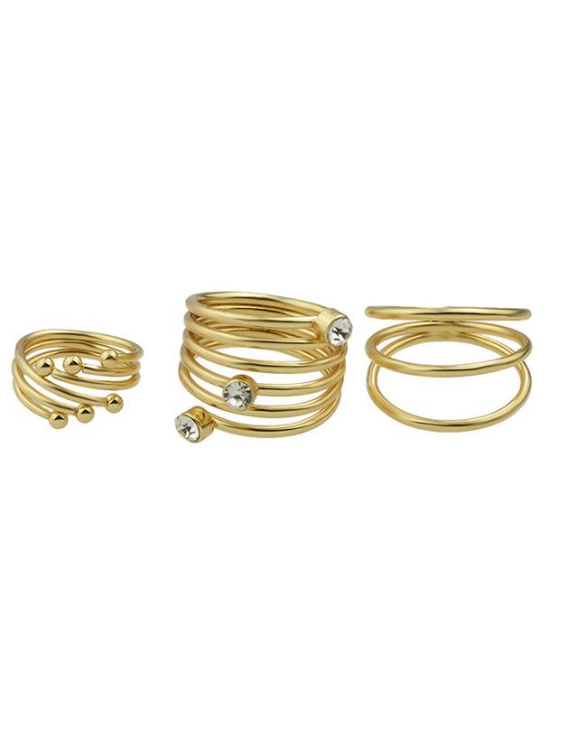 Shein Three Pieces One Set Gold Color Rings