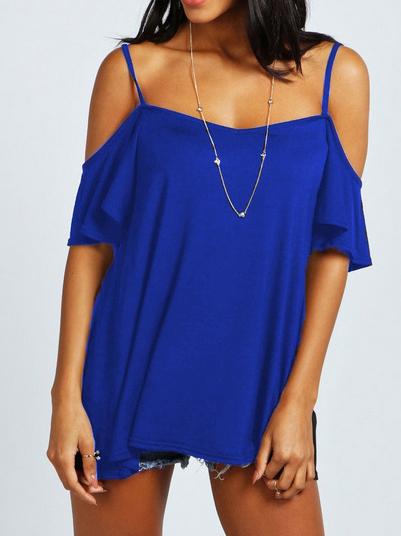 Shein Blue Spaghetti Strap Loose Blouse