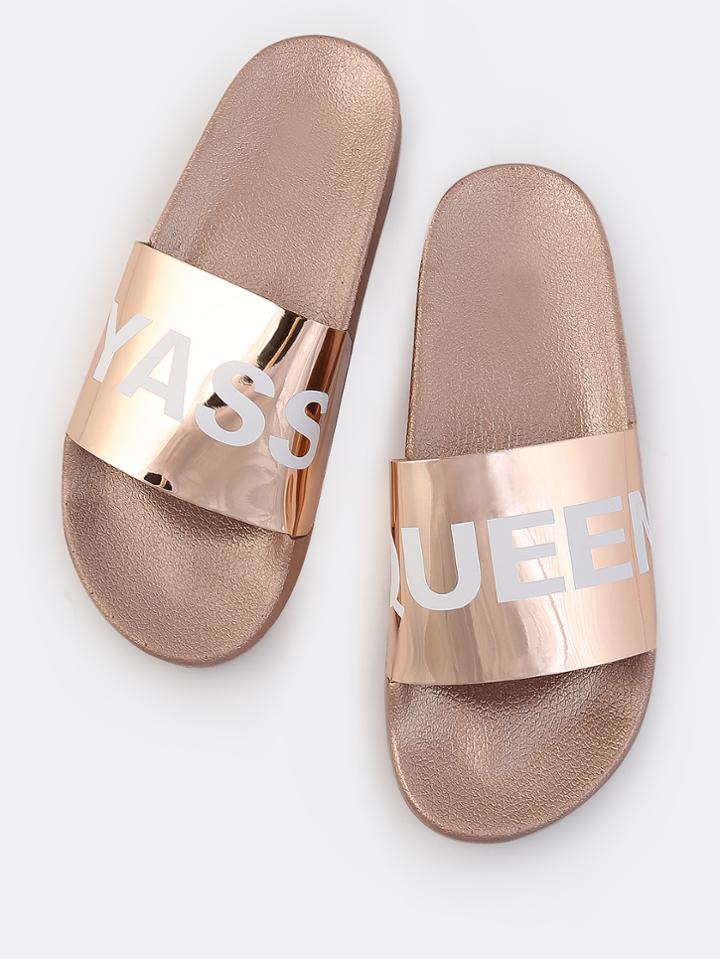 Shein Yass Queen Metallic Sandals Rose Gold