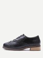 Shein Black Lace Up Pu Flat Shoes