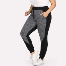 Shein Plus Color Block Drawstring Waist Pants