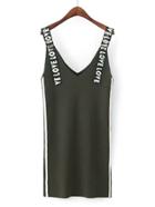 Shein Slogan Strap Knit Dungaree Dress
