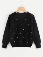 Shein Pearl And Rhinestone Detail Stepped Jumper