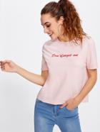 Shein Red Heart Tie Back Slogan Tee