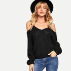 Shein Cold Shoulder Letter Print Sweater