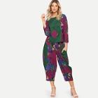 Shein Flower Print Top With Wide Leg Pants