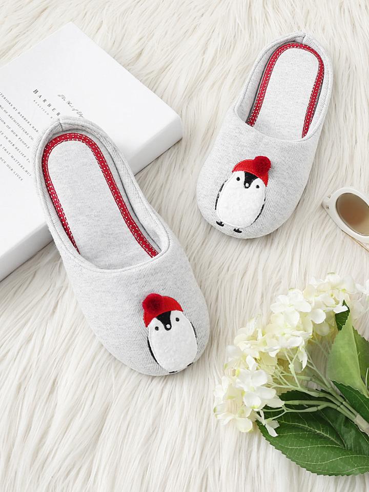 Shein Penguin Embroidery Slippers