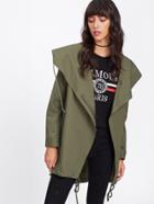 Shein Drawstring Hem Jacket With Exaggerated Hoodie
