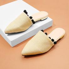 Shein Pom Pom Trim  Flat Mules