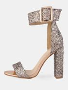 Shein Chunky Patent Ankle Strap Heels Rose Gold