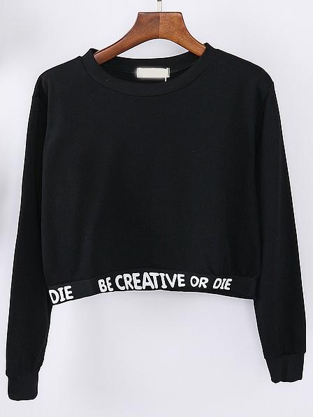 Shein Letter Print Crop Sweatshirt