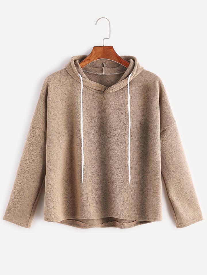 Shein Khaki Hooded Drop Shoulder T-shirt
