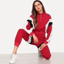 Shein Zip Up Mock Neck Striped Coat & Pants Co-ord