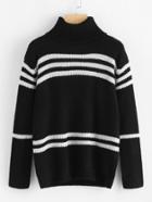 Shein Stripe Panel High Neck Jumper