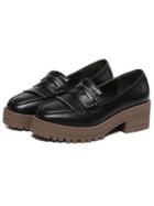 Shein Black Platform Studded Tassel Loafers