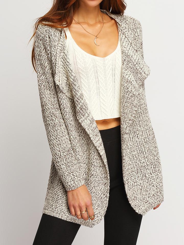 Shein Apricot Waterfall Collar Two Tone Coat Sweater