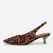 Shein Leopard Pattern Slingback Kitten Heels
