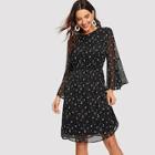 Shein Exaggerate Bell Sleeve 2 In 1 Floral Dress