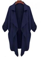 Rosewe Charming Navy Blue Three Quarter Sleeve Woman Coat