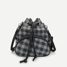 Shein Drawstring Design Gingham Shoulder Bag