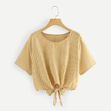 Shein Plus Striped Knot T-shirt