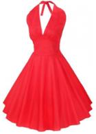 Rosewe Red V Neck Pleated Halter Dress