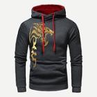 Shein Men Dragon Print Drawstring Hoodie