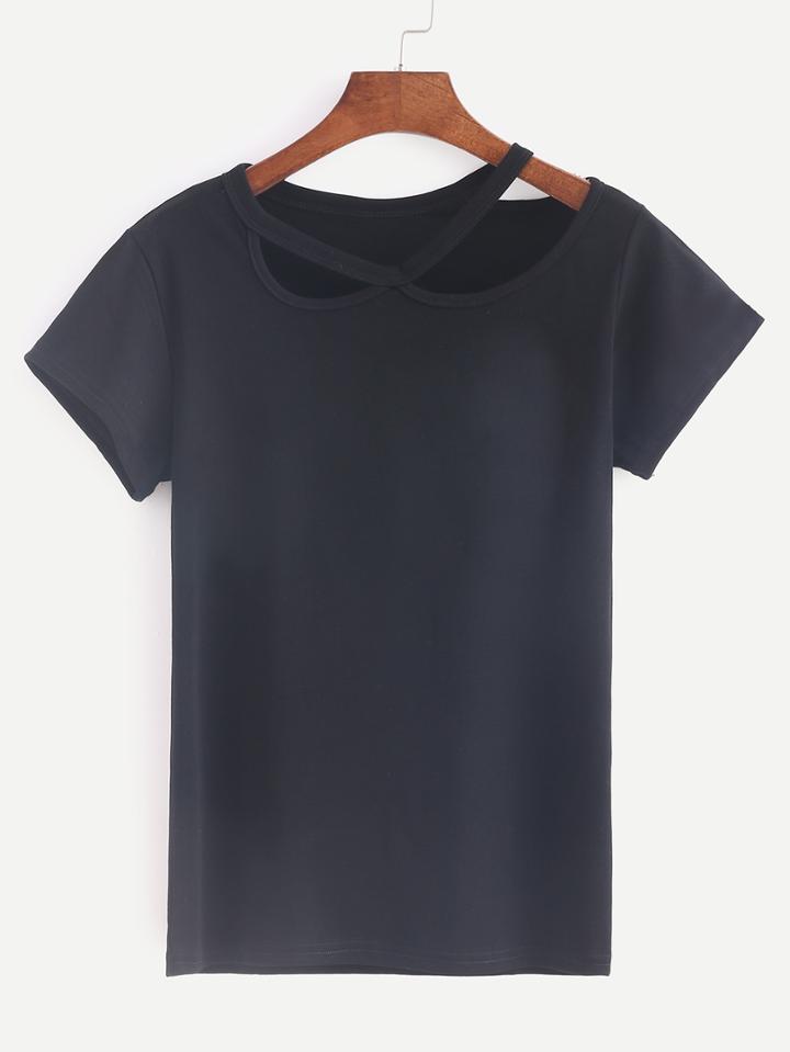 Shein Black Cut Out T-shirt