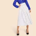 Shein Button Up Grid Print Skirt