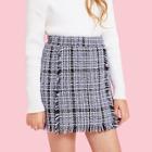 Shein Girls Raw Hem Tweed Skirt