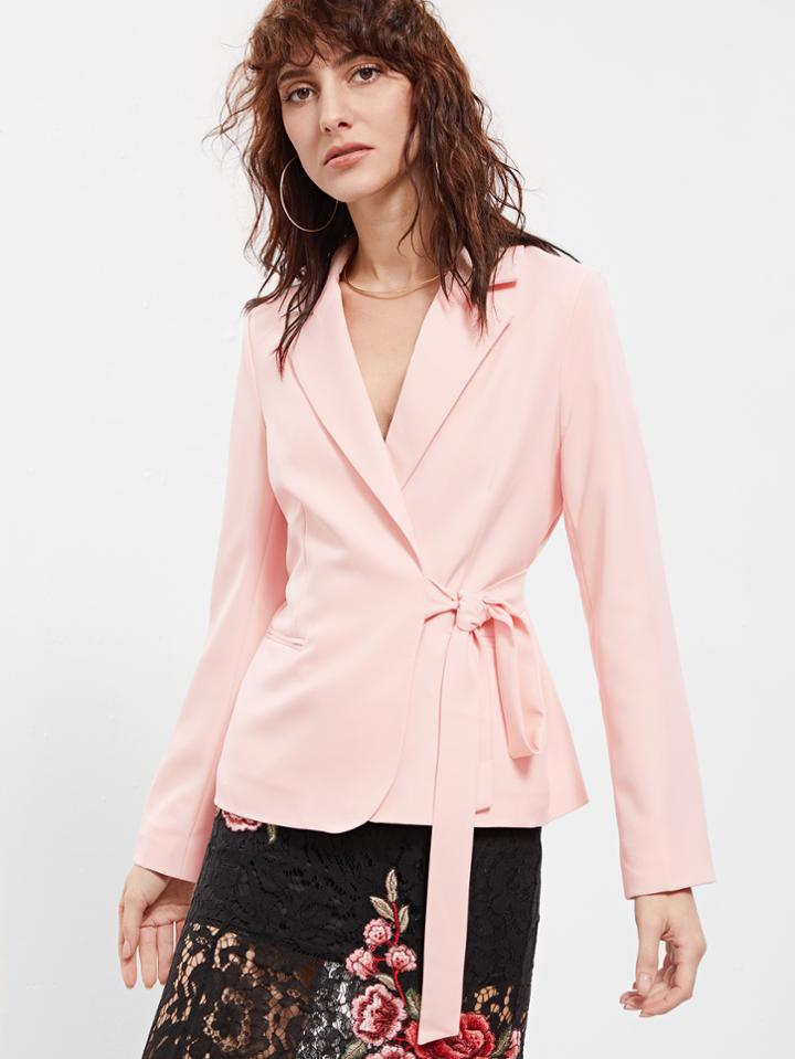 Shein Self Tie Side Surplice Wrap Blazer