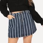 Shein Plus Vertical Stripe Pocket Patched Denim Skirt
