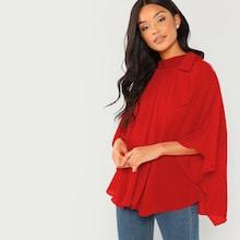 Shein Tie Neck Chiffon Blouse