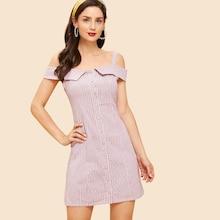 Shein Button Up Striped Cami Dress