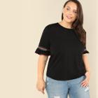 Shein Plus Contrast Tape Ruffle Cuff Tee