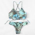 Shein Tropical Ladder Cut Out Bikini Set