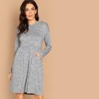 Shein Pocket Front Heathered Knit Hooded Dress