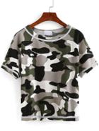 Shein Contrast Binding Camouflage T-shirt