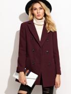 Shein Double Breasted Coat With Welt Pocket