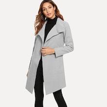 Shein Solid Waterfall Tweed Outerwear
