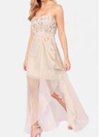 Rosewe Charming Flower Decorated Tube Pattern High Low Dress