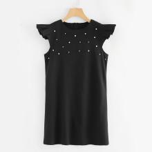 Shein Pearl Beaded Cap Sleeve Dress