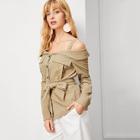 Shein Cold Shoulder Multi Pocket Belted Coat