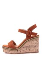 Shein Brown Square Peep Toe Buckle Strap Wedges