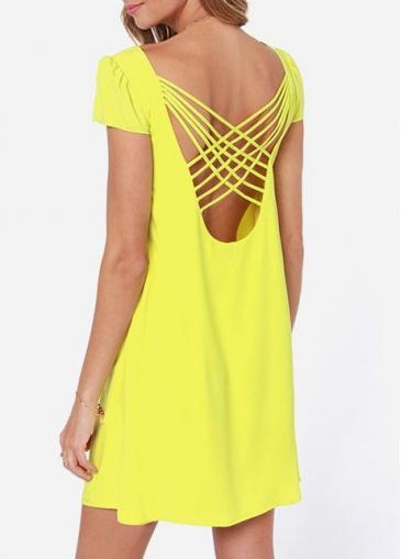Rosewe European Style Round Neck Short Sleeve Straight Dress