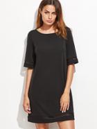 Shein Black Mesh Panel Tunic Dress